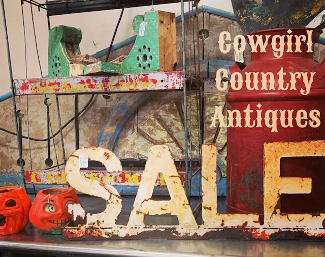 Cowgirl Country Antiques Sale Sign